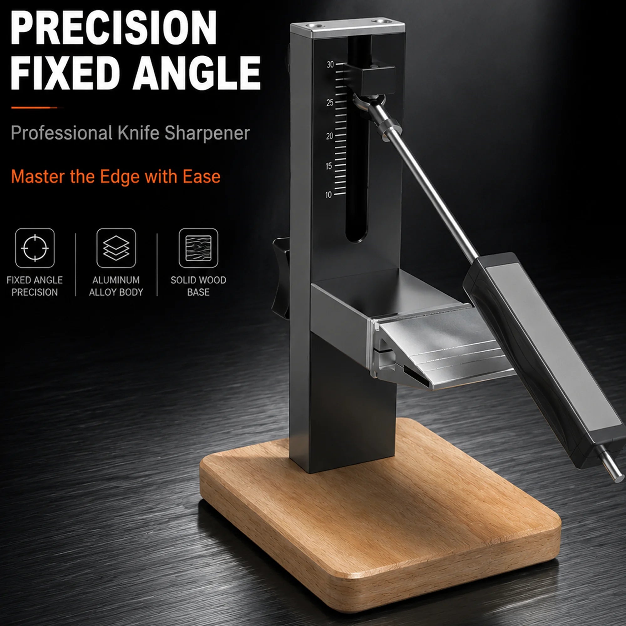 CNC Fixed-Angle Knife Sharpener with Wood Base