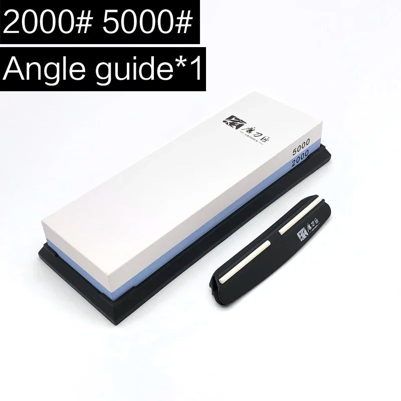 Professional Double-Sided Whetstone Sharpening System with Angle Guide - 2 Piece Set, Grit Range 180-8000, White Alundum
