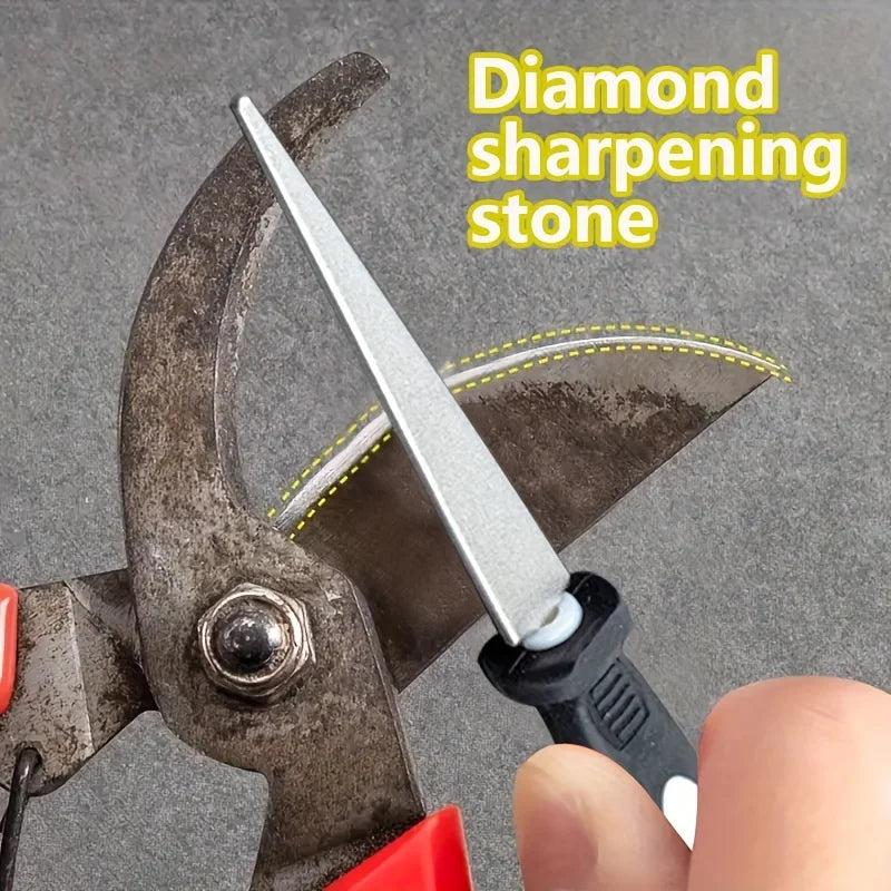 Professional Diamond Metal Double-Sided Sharpener for Scissors and Gardening Tools