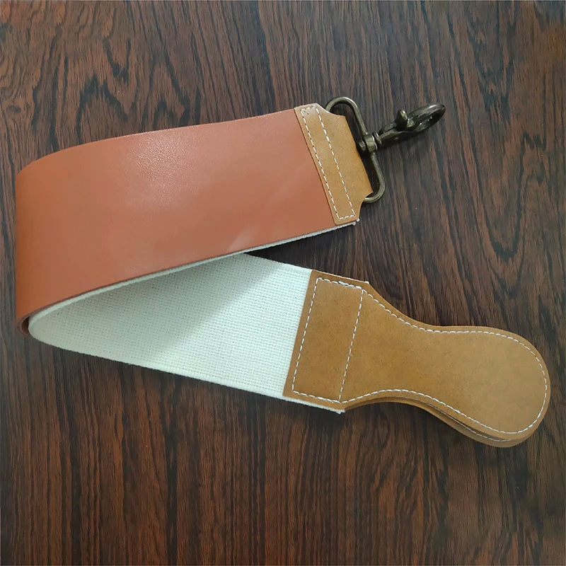 Pro Portable Barber Double Layer Genuine Leather Shaving Strop Straight Razor Sharpener Strap Belt Necessary Shaving Strap Tool