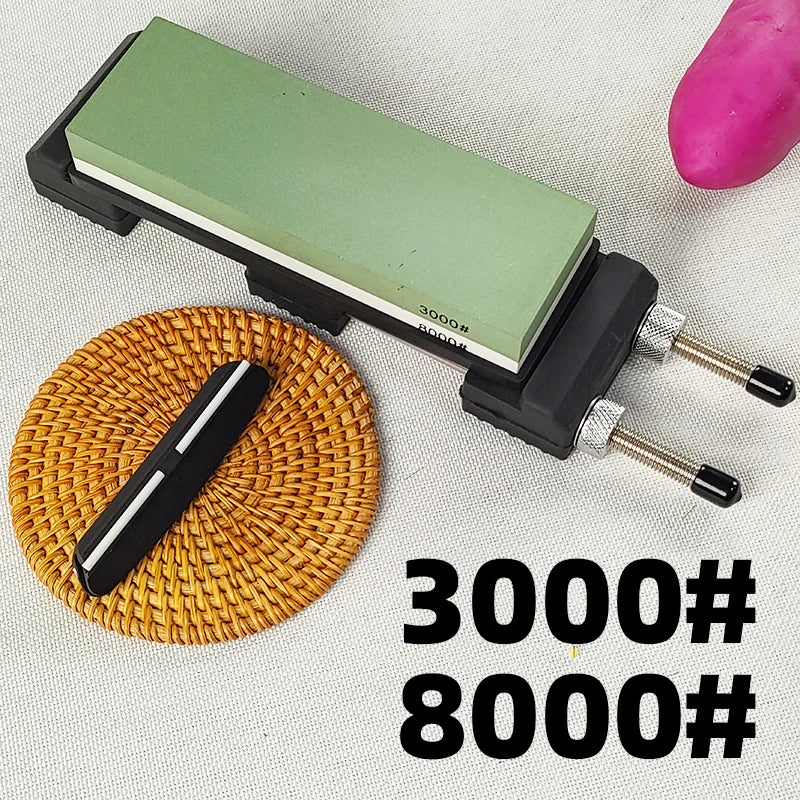 400/1000/8000# Double-Sided Whetstone Kitchen Sharpener System Retractable Adjustable Sharpening Stone Bracket Angle Guide Set