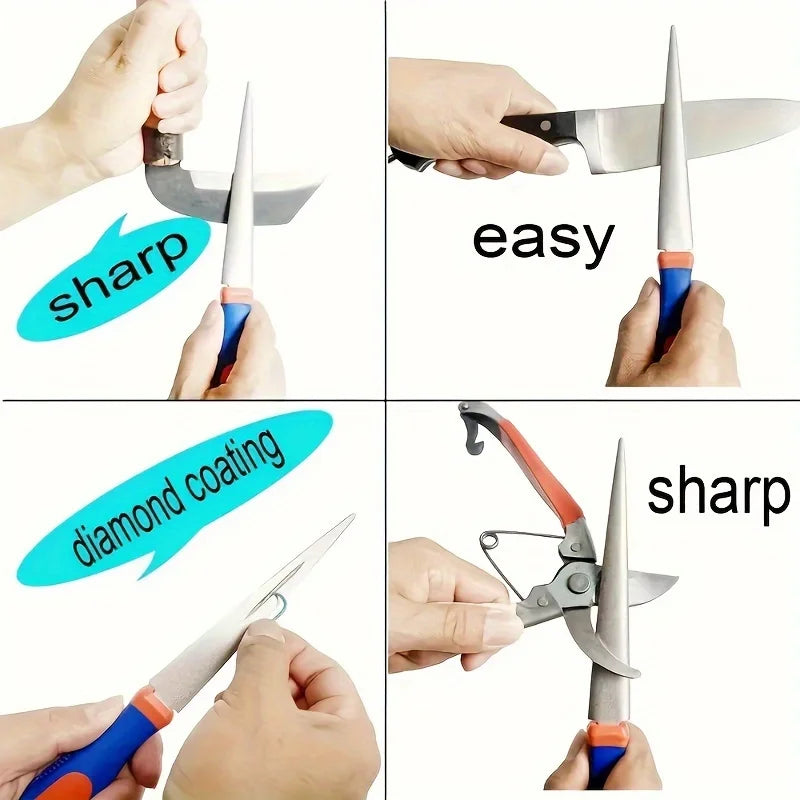 Professional Diamond Metal Double-Sided Sharpener for Scissors and Gardening Tools