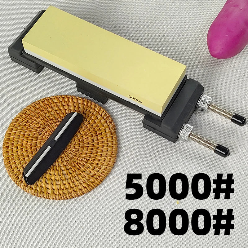 400/1000/8000# Double-Sided Whetstone Kitchen Sharpener System Retractable Adjustable Sharpening Stone Bracket Angle Guide Set