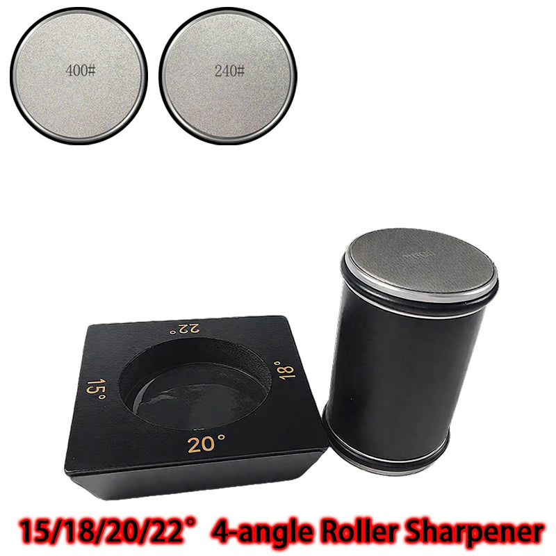 2025 Upgraded Angle Sharpener Four Angles 15/18/20/22° Fixed Angle Roller Sharpener Agate Sharpening Stone Set Diamond Whetstone