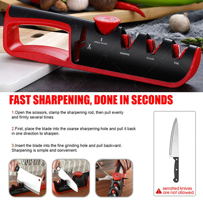 4-Stage Handheld Kitchen Knife & Scissors Sharpener