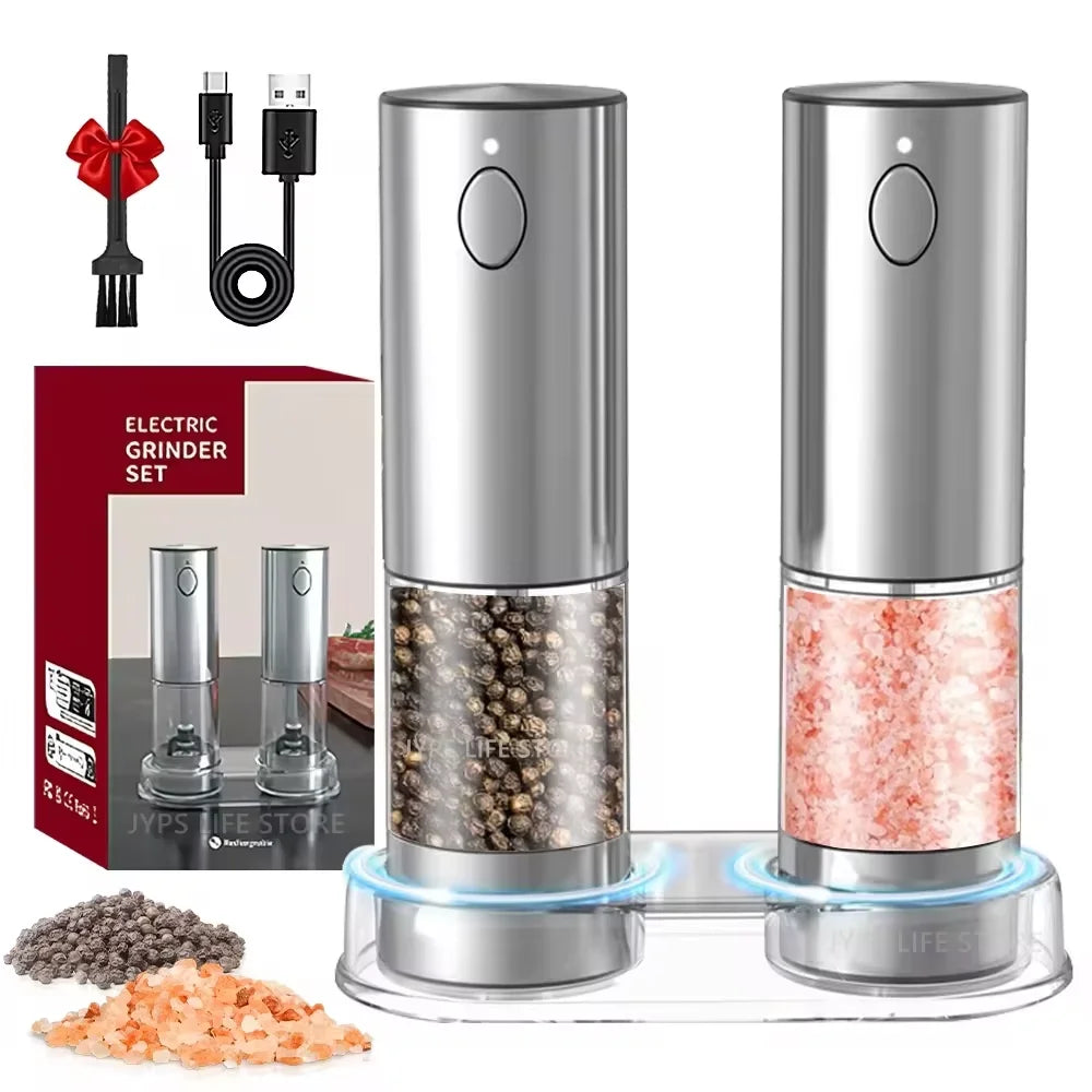 Electric Pepper Grinder - USB Rechargeable, Adjustable Coarseness, Stainless Steel Spice Mill for Kitchen Use