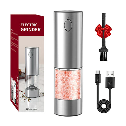 Electric Pepper Grinder - USB Rechargeable, Adjustable Coarseness, Stainless Steel Spice Mill for Kitchen Use