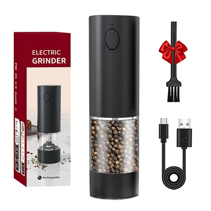 Electric Pepper Grinder - USB Rechargeable, Adjustable Coarseness, Stainless Steel Spice Mill for Kitchen Use