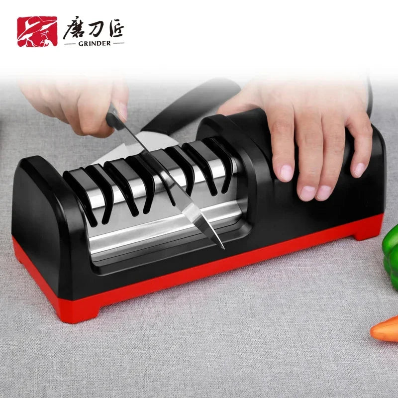 Electric Knife Sharpener with Dual Grit Grinding Wheels