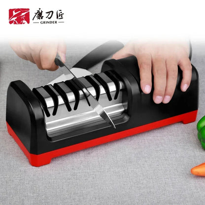Electric Knife Sharpener with Dual Grit Grinding Wheels