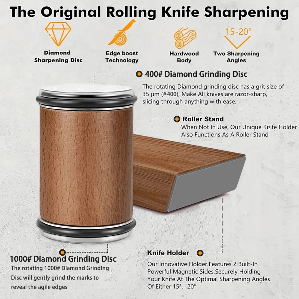 Rolling Knife Sharpener Kit With Diamond Sharpening Wheel