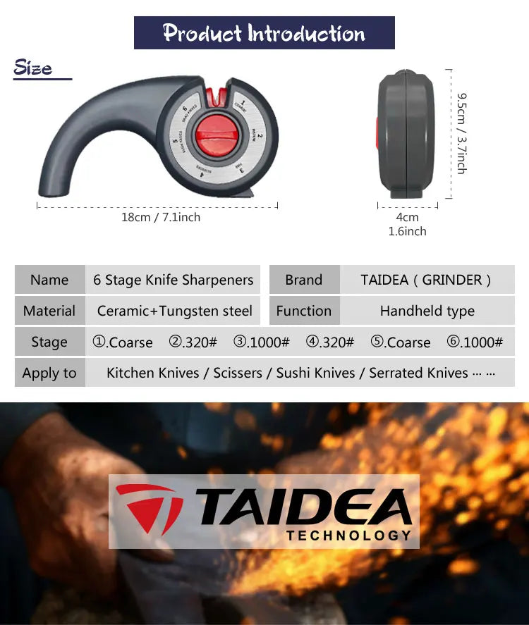 TAIDEA Knife Sharpener 6 in 1Professional Kitchen Scissors Sharpening Tool Whetstone Diamond Adjust Angle Grinding kitchen tools