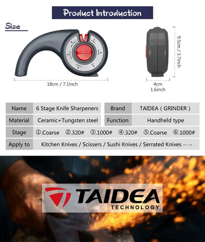 TAIDEA Knife Sharpener 6 in 1Professional Kitchen Scissors Sharpening Tool Whetstone Diamond Adjust Angle Grinding kitchen tools