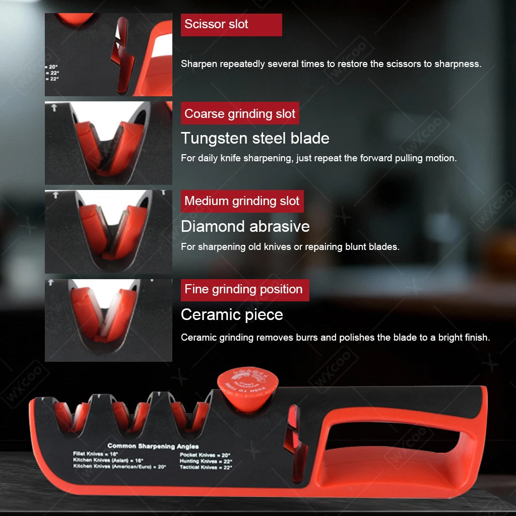 4-Stage Handheld Kitchen Knife & Scissors Sharpener