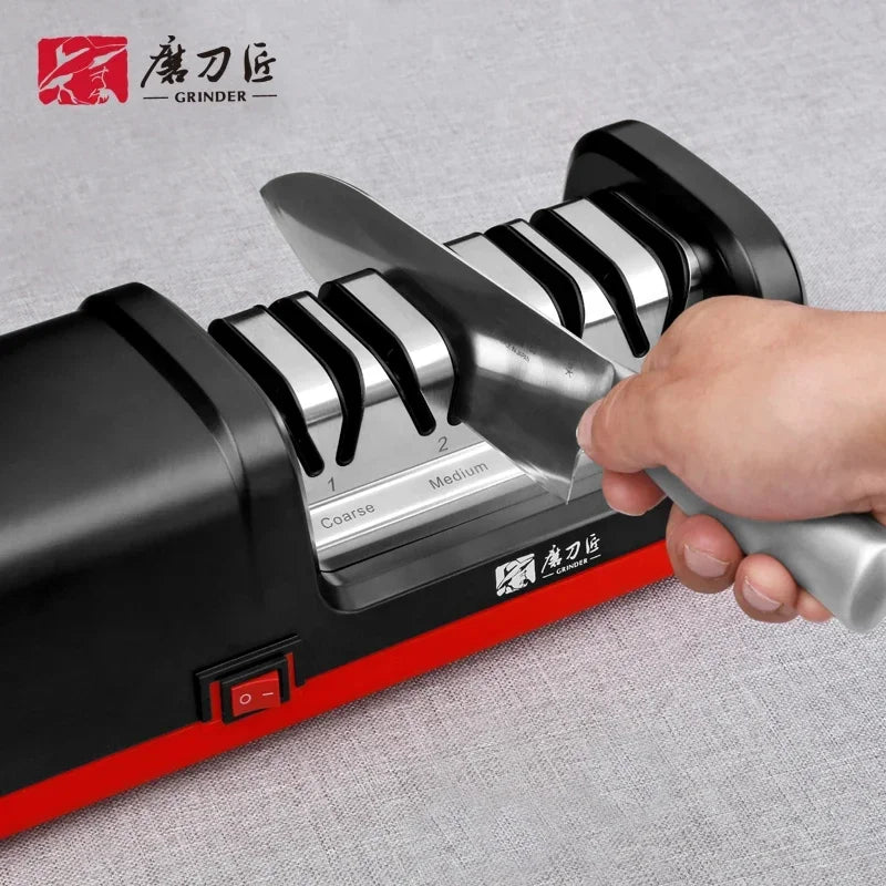 Electric Knife Sharpener with Dual Grit Grinding Wheels
