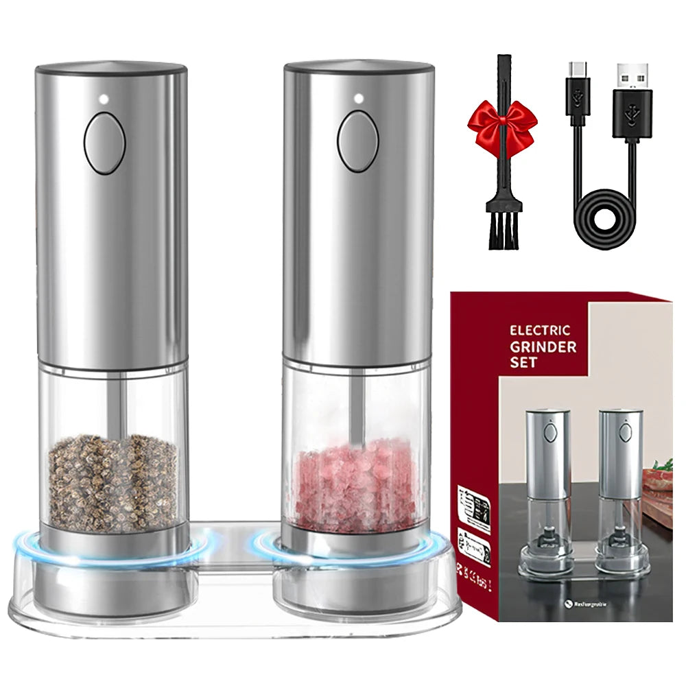 Electric Pepper Grinder - USB Rechargeable, Adjustable Coarseness, Stainless Steel Spice Mill for Kitchen Use
