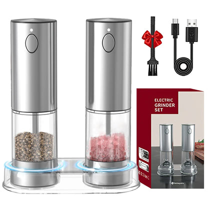 Electric Pepper Grinder - USB Rechargeable, Adjustable Coarseness, Stainless Steel Spice Mill for Kitchen Use