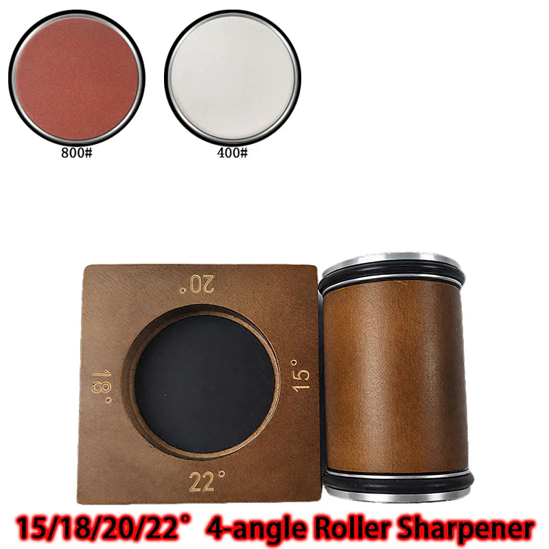 2025 Upgraded Angle Sharpener Four Angles 15/18/20/22° Fixed Angle Roller Sharpener Agate Sharpening Stone Set Diamond Whetstone
