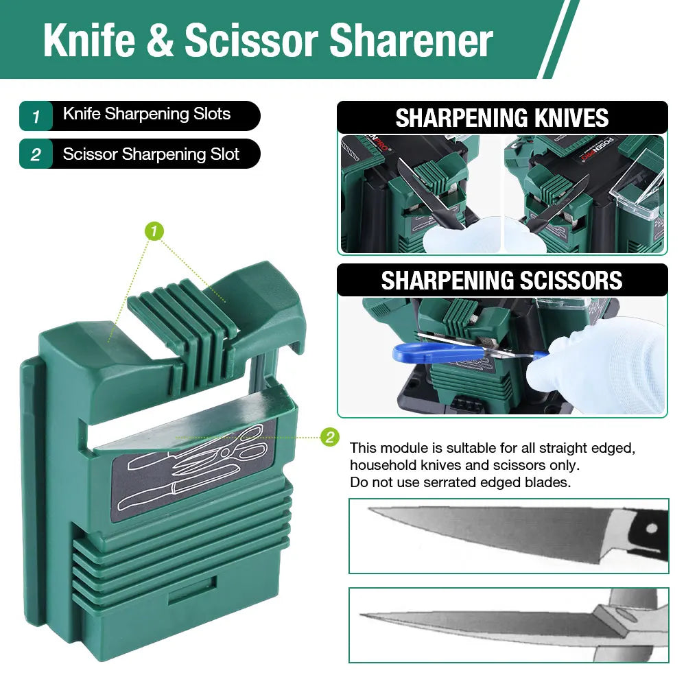 65W Multi-Functional Electric Sharpener for Bench Mounting - Versatile Sharpening Solution for Chisels and HSS Drills (220-240V)
