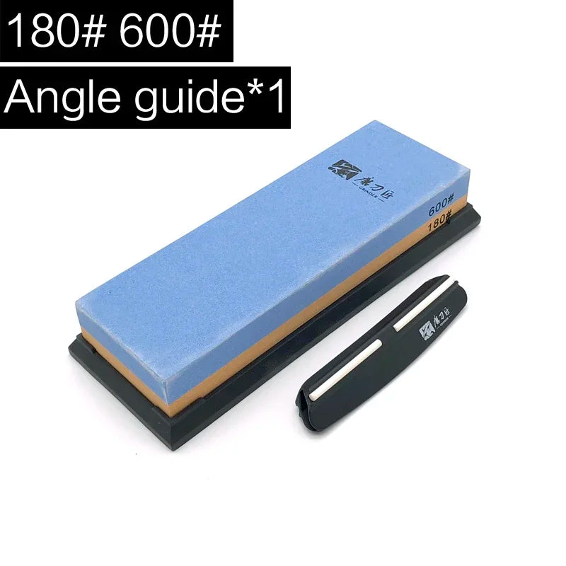 Professional Double-Sided Whetstone Sharpening System with Angle Guide - 2 Piece Set, Grit Range 180-8000, White Alundum