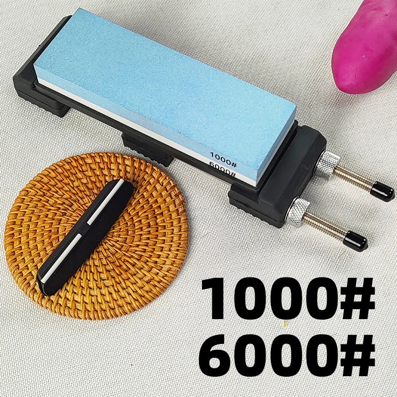 400/1000/8000# Double-Sided Whetstone Kitchen Sharpener System Retractable Adjustable Sharpening Stone Bracket Angle Guide Set