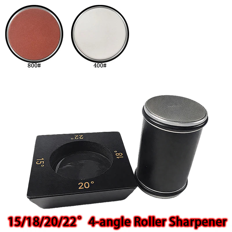 2025 Upgraded Angle Sharpener Four Angles 15/18/20/22° Fixed Angle Roller Sharpener Agate Sharpening Stone Set Diamond Whetstone