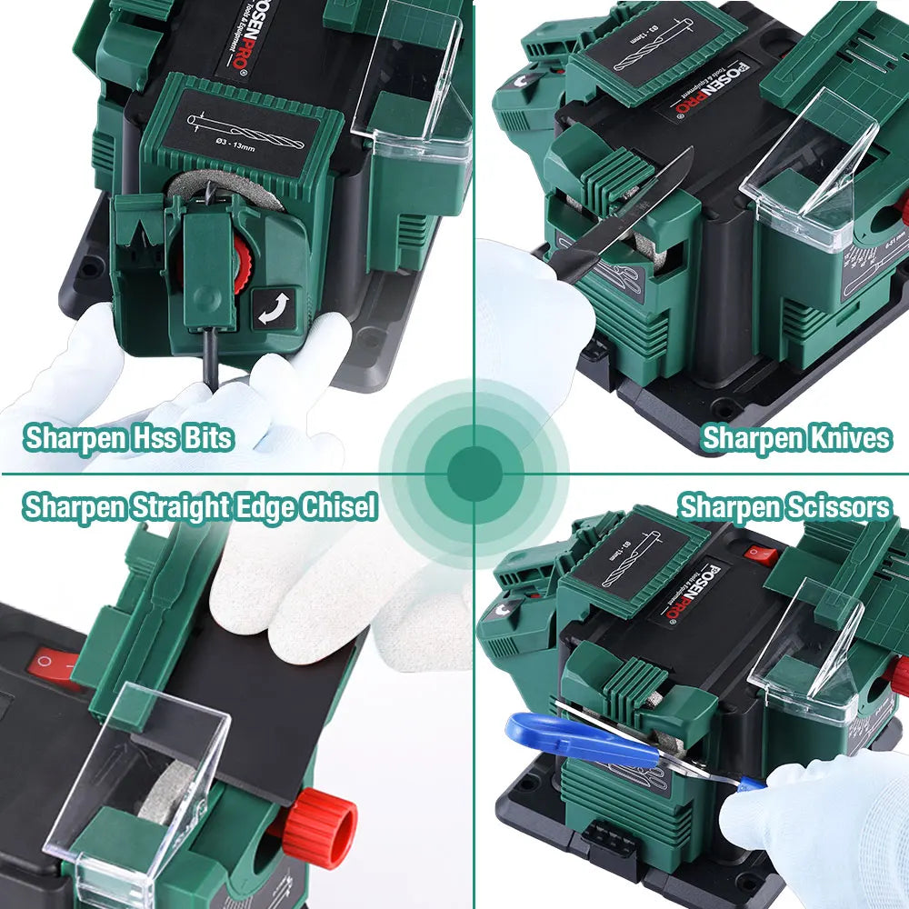 65W Multi-Functional Electric Sharpener for Bench Mounting - Versatile Sharpening Solution for Chisels and HSS Drills (220-240V)
