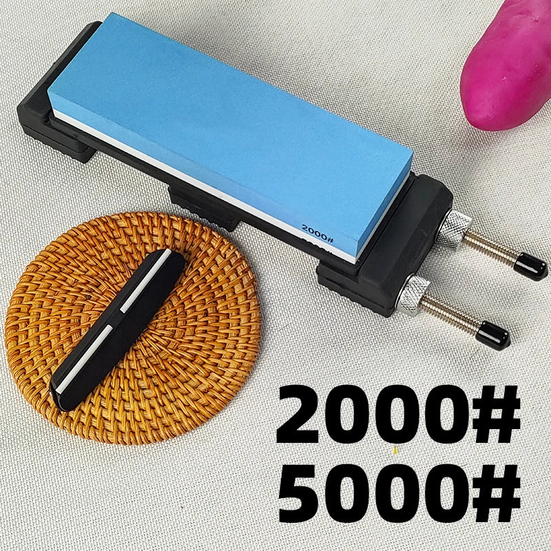 400/1000/8000# Double-Sided Whetstone Kitchen Sharpener System Retractable Adjustable Sharpening Stone Bracket Angle Guide Set